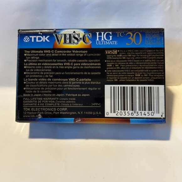 TDK TC-30 HG Ultimate VHS-C Blank- Brand New Sealed TDK TC-30HG The Ultimate VHS - Picture 5 of 5